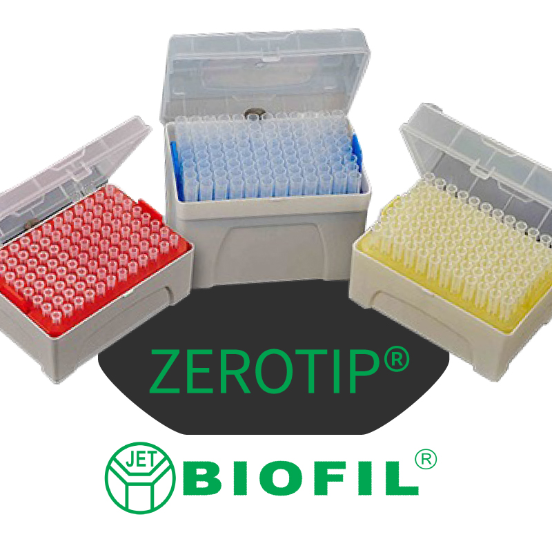JET BIOFIL ZEROTIP® Ultra Low Retention filter tips racked and sterile